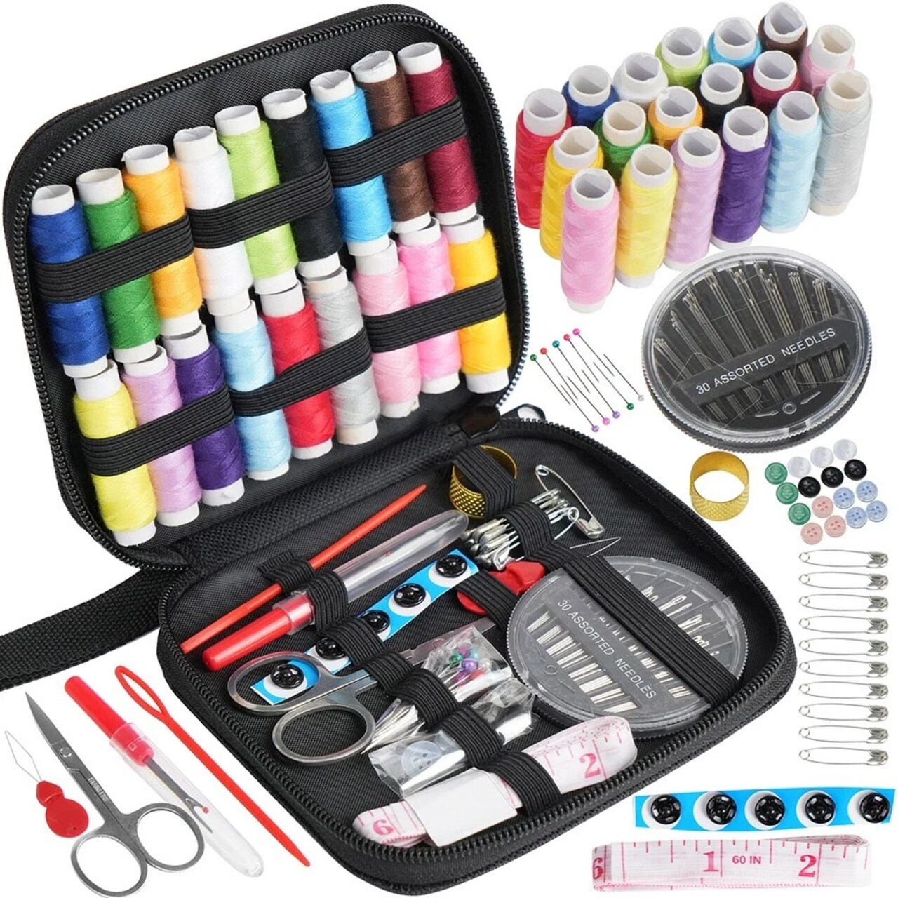 Travel Mini Sewing Kit with Thread, Scissors, Needles & Accessories – Portable Emergency Sewing Set